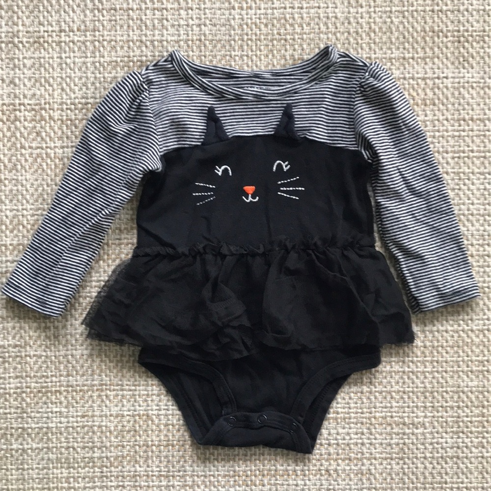 Carter's Black Cat Tulle Bodysuit (size 18m)